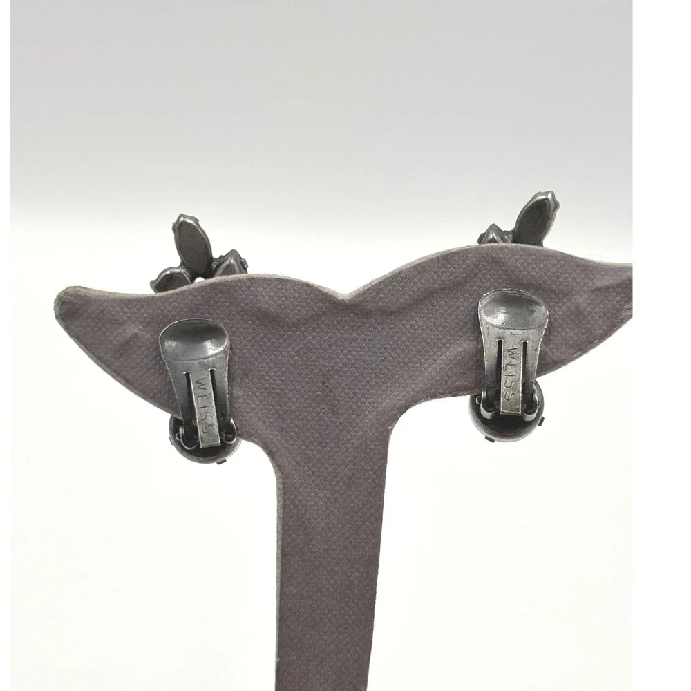 Vintage Weiss‎ Multicolor Rhinestone Clip On Earrings Elegant Cocktail Jewelry - Picture 3 of 11